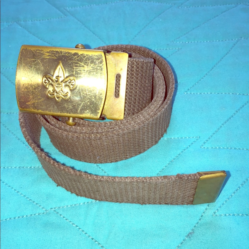 Vintage Boy Scout Belt with gold slide buckle